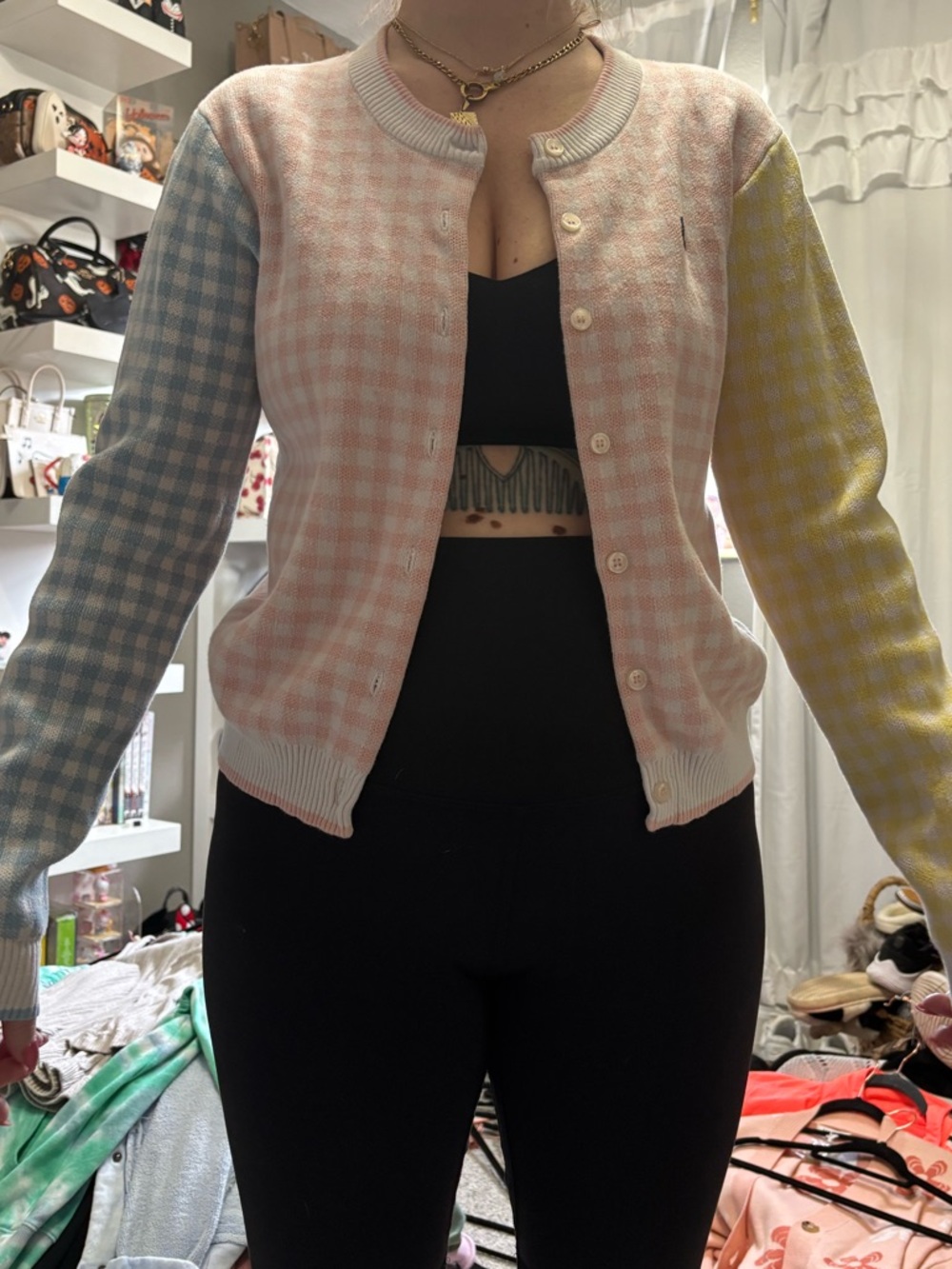 Teddy Fresh Pastel Gingham Cardigan Jacket - Pink, Blue & Yellow
